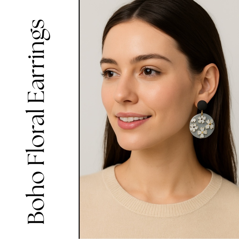 Vintage Boho Floral Statement Earrings